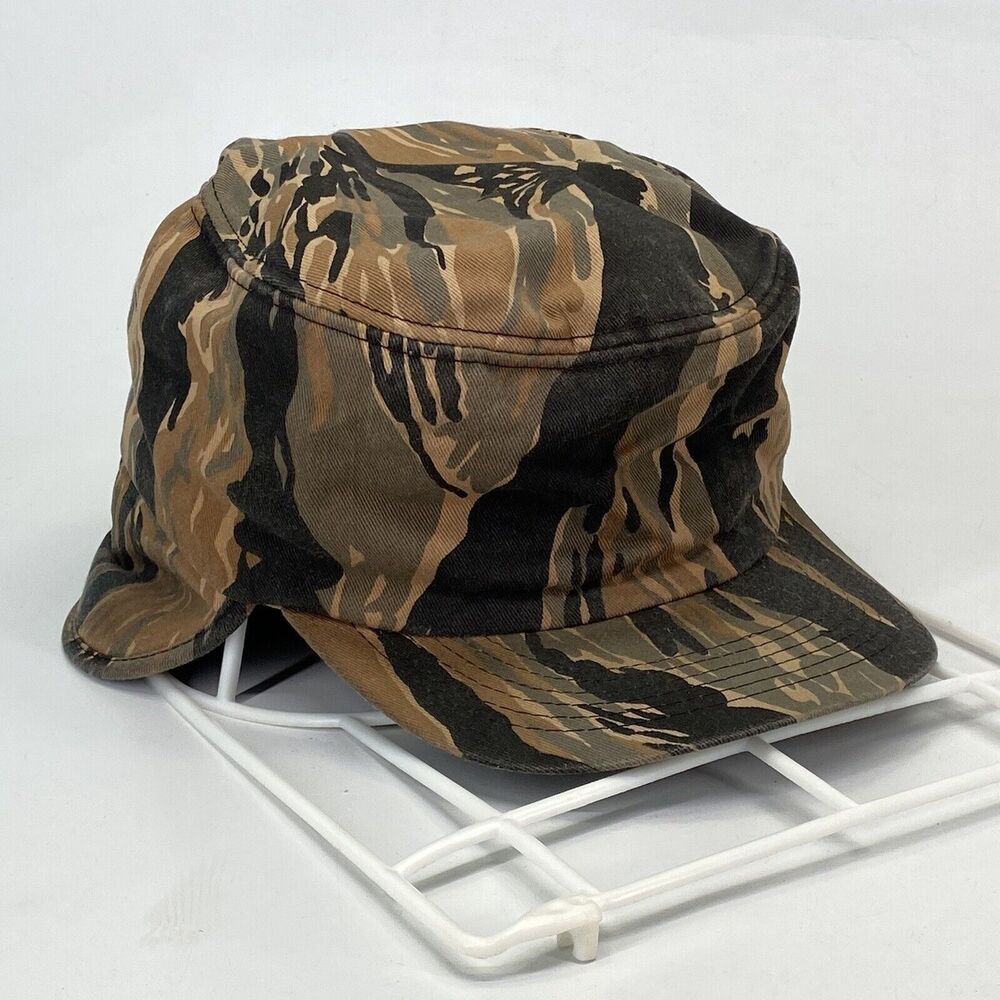 Vintage K-Brand Tiger Stripe Camouflage Hat Neck‎ Flap Size L-XL